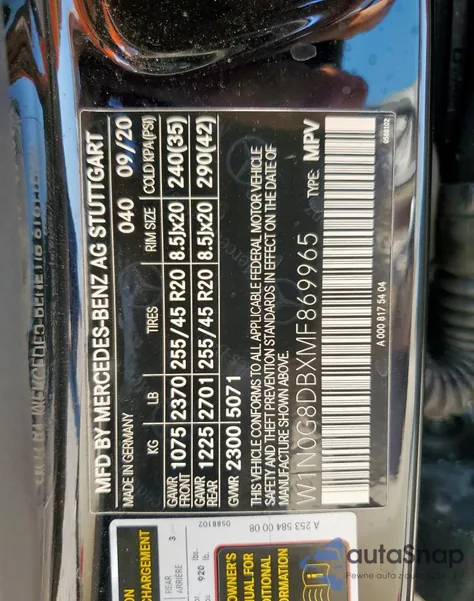 2021 Mercedes-Benz Glc 300 from USA, damaged, VIN W1N0G8DBXMF869965